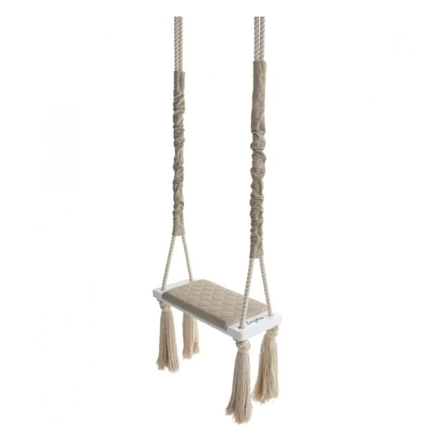 Leagan Din Lemn Si Spuma Pentru Copii Woodswing By Babysteps, Catifea Velvet Bej Pjbc1-8191