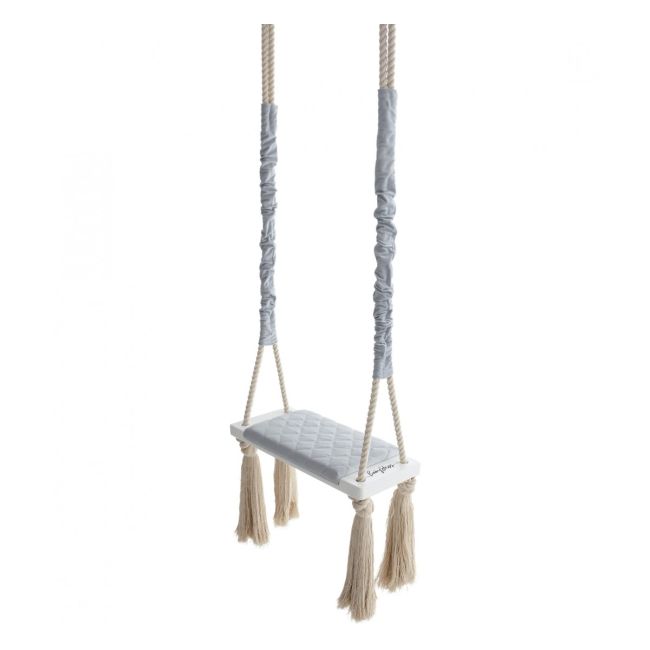 Leagan Din Lemn Si Spuma Pentru Copii Woodswing By Babysteps, Catifea Velvet Grey Pjbc577-3615