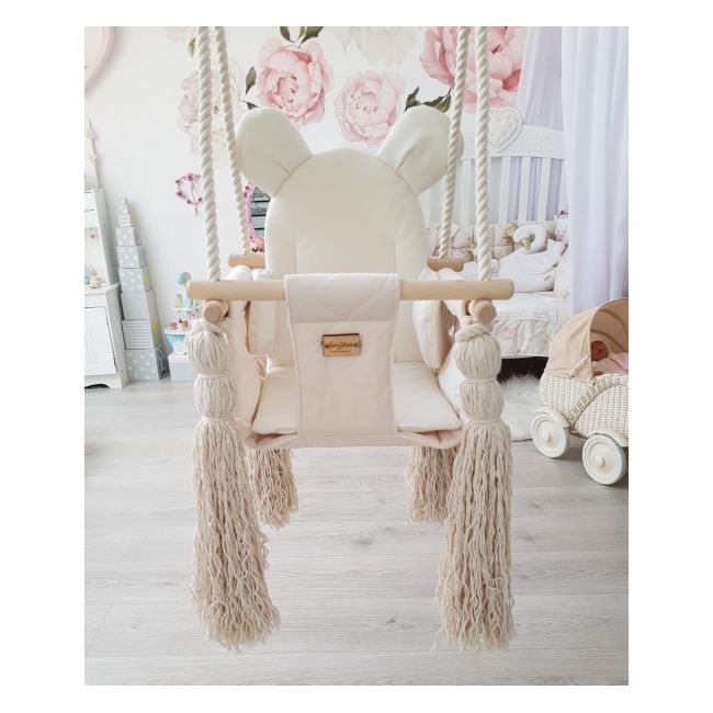 Leagan Pentru Copii Si Bebelusi, Catifea Velvet, Perna Detasabila Ursulet Teddy Mint Pjb2426-8070
