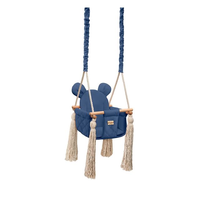 Leagan Pentru Copii Si Bebelusi, Catifea Velvet, Perna Detasabila Ursulet Teddy Nightshadow Blue Pjb3384