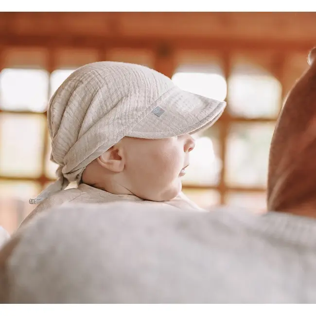 Sepcuta De Soare 6 Luni - 6 Ani Reglabila Din Bumbac Muselina Cu Cozoroc Pentru Protectie, Sepia Rose Pjbc-54788