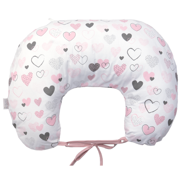 Perna Pentru Gravide Si Alaptare, Husa Detasabila Din Bumbac 100% Si Umplutura Antialergica Babysoft  , Inimioare, Amy Pjb83267