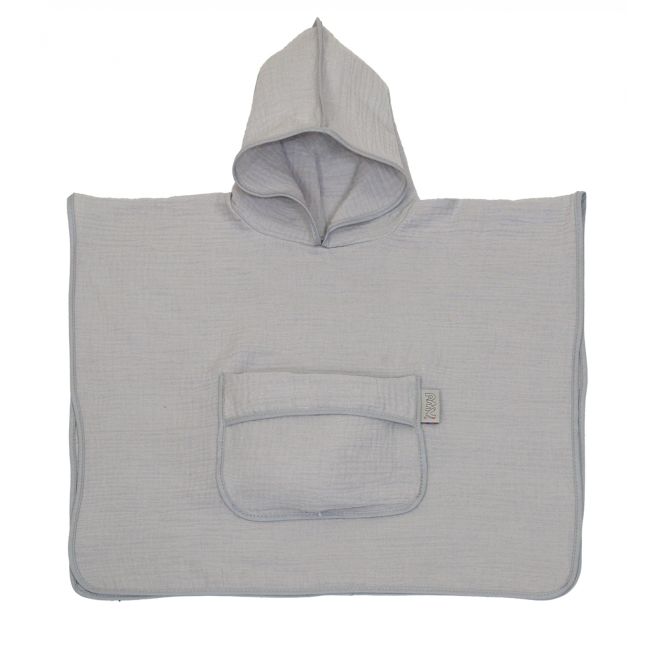 Prosop Din Bumbac Muselina Cu Gluga Si Buzunar Pentru Bebelusi Si Copii, Poncho, Gri, 60x65 Cm Pjb83892