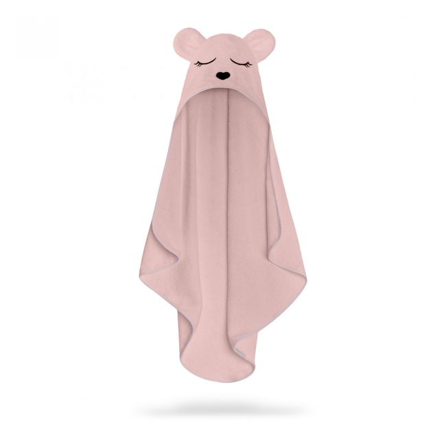 Prosop Din Fibra De Bambus Cu Gluga Pentru Bebelusi Si Copii, Teddy Sepia Rose, Marimea S 85x90cm Pjbc61190