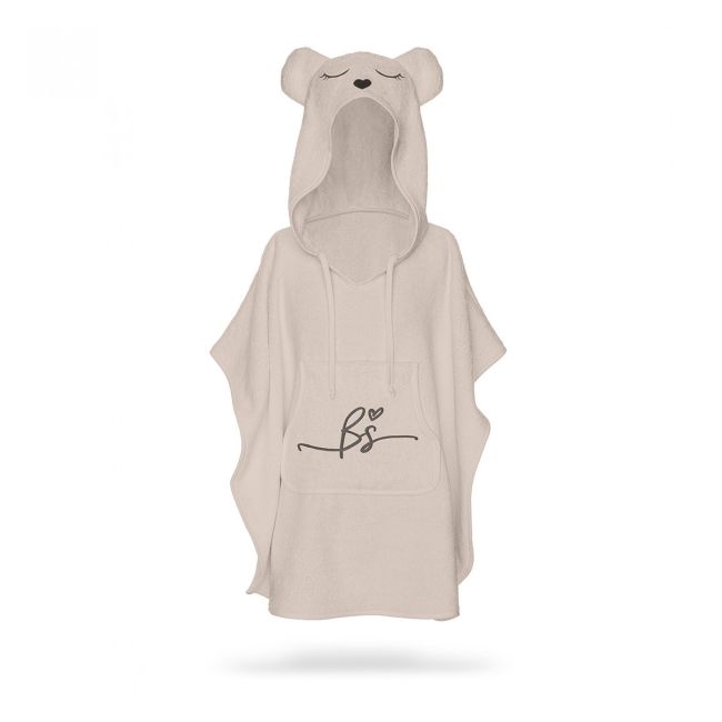 Prosop Din Fibra De Bambus Cu Gluga Si Buzunar Pentru Bebelusi Si Copii, Poncho Teddy, Beige, 73x58 Cm Pjbc585-87