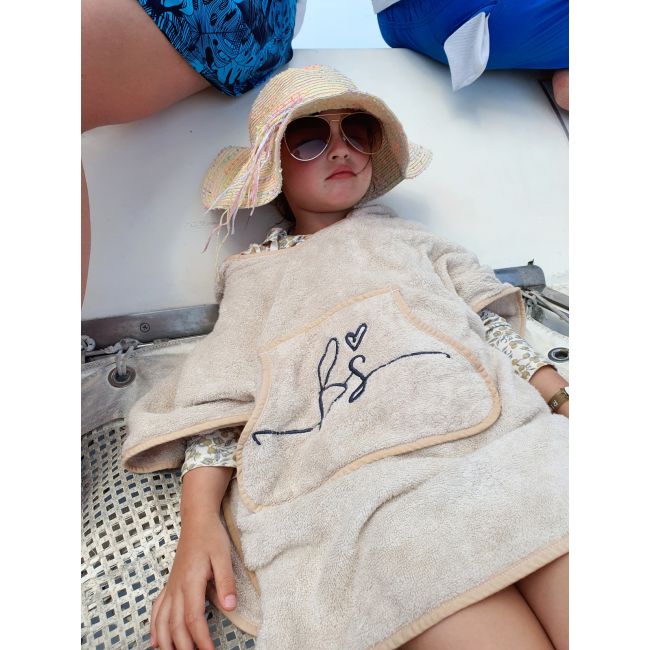 Prosop Din Fibra De Bambus Cu Gluga Si Buzunar Pentru Bebelusi Si Copii, Poncho Teddy, Beige, 73x58 Cm Pjbc585-87