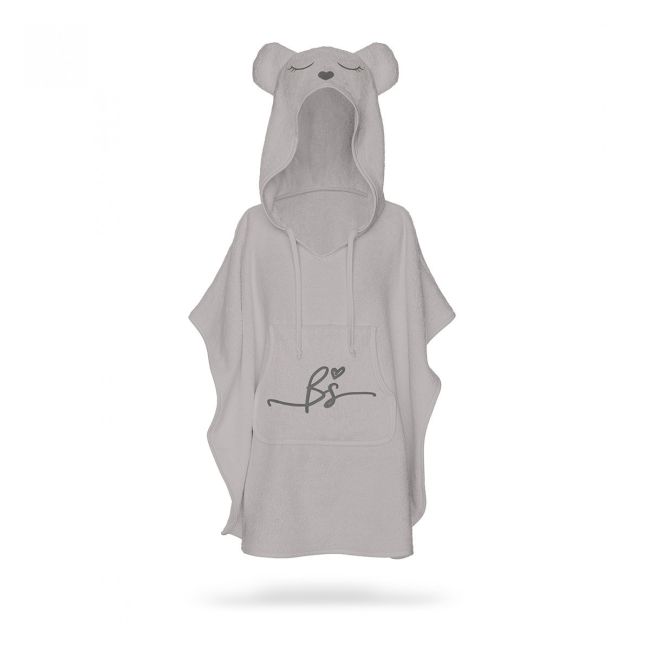 Prosop Din Fibra De Bambus Cu Gluga Si Buzunar Pentru Bebelusi Si Copii, Poncho Teddy, Grey, 73x58 Cm Pjbc585-8709