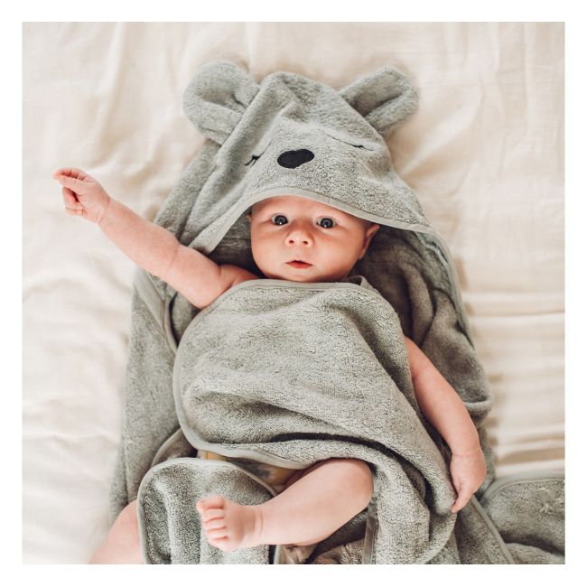 Prosop Din Fibra De Bambus Cu Gluga Si Buzunar Pentru Bebelusi Si Copii, Poncho Teddy, Grey, 73x58 Cm Pjbc585-8709