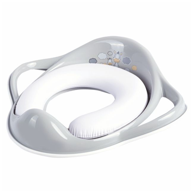 Reductor Toaleta Copii, Antiderapant, Colac Integrat Moale Si Manere, Zebra Gri, Maltex Baby Pjbc3874