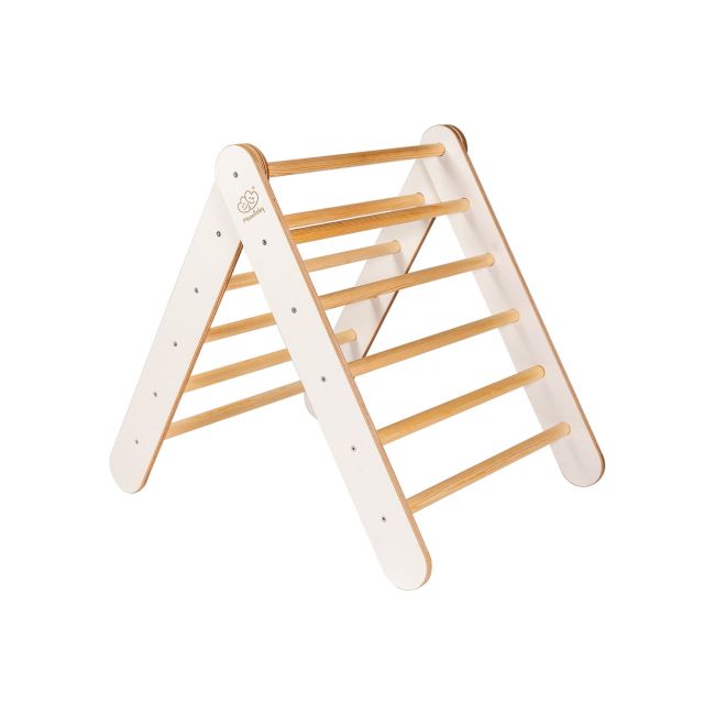 Scara Din Lemn Pentru Copii - Triunghi De Catarare Tip Pikler Montessori, Alb, Meowbaby Pjbwt0001