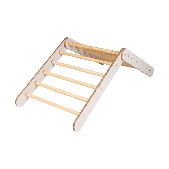 Scara Din Lemn Pentru Copii - Triunghi De Catarare Tip Pikler Montessori, Alb, Meowbaby Pjbwt0001