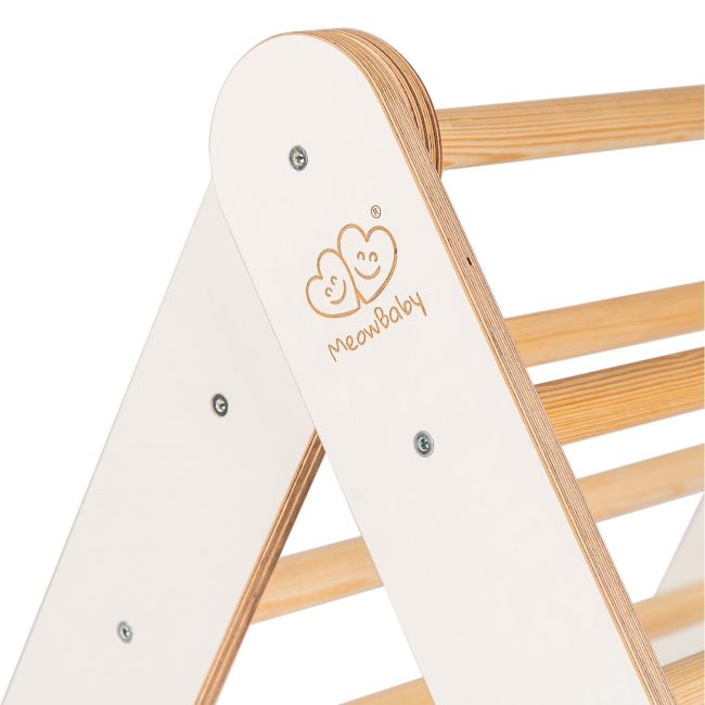Scara Din Lemn Pentru Copii - Triunghi De Catarare Tip Pikler Montessori, Alb, Meowbaby Pjbwt0001
