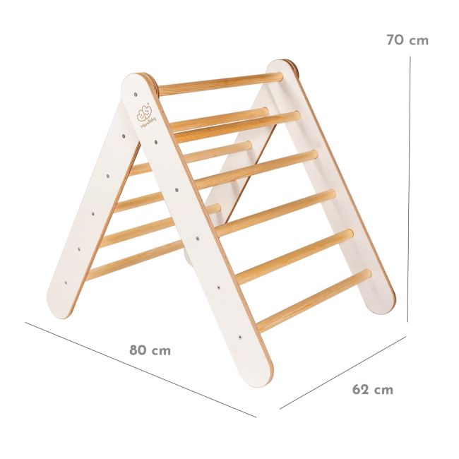 Scara Din Lemn Pentru Copii - Triunghi De Catarare Tip Pikler Montessori, Alb, Meowbaby Pjbwt0001