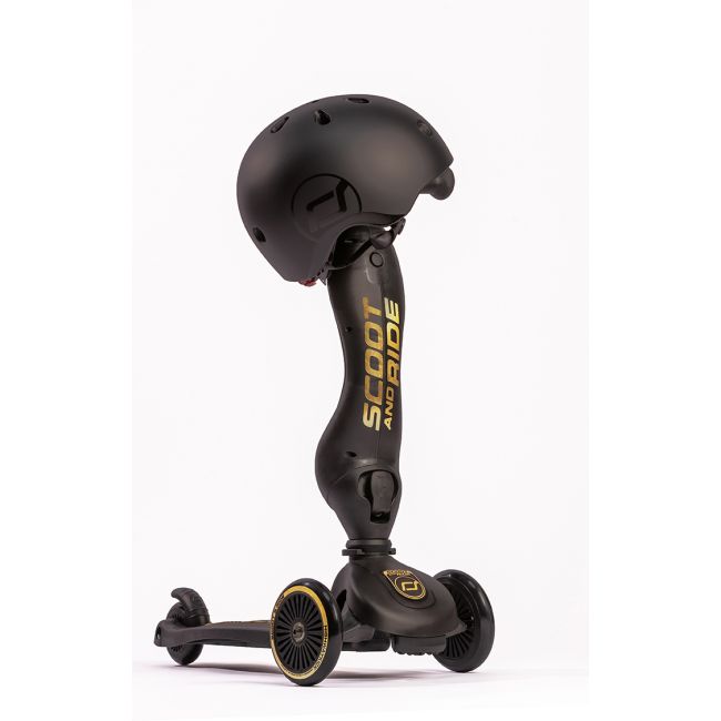 Trotineta Copii Cu Sezut, Suport Jucarie, Transformabila 2in1, Highwaykick 1 Lifestyle Black Gold Limited, 1-5 Ani, Pana La 50 Kg, Scoot  Ride Pjb96530