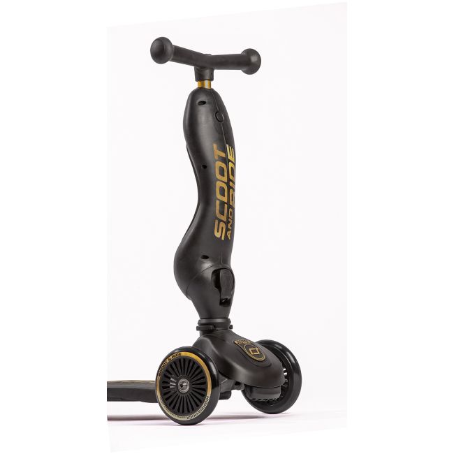 Trotineta Copii Cu Sezut, Suport Jucarie, Transformabila 2in1, Highwaykick 1 Lifestyle Black Gold Limited, 1-5 Ani, Pana La 50 Kg, Scoot  Ride Pjb96530
