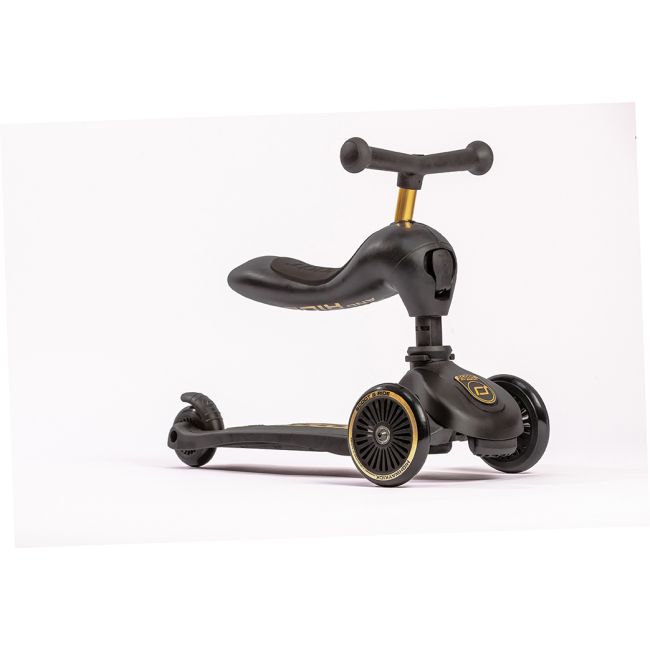 Trotineta Copii Cu Sezut, Suport Jucarie, Transformabila 2in1, Highwaykick 1 Lifestyle Black Gold Limited, 1-5 Ani, Pana La 50 Kg, Scoot  Ride Pjb96530