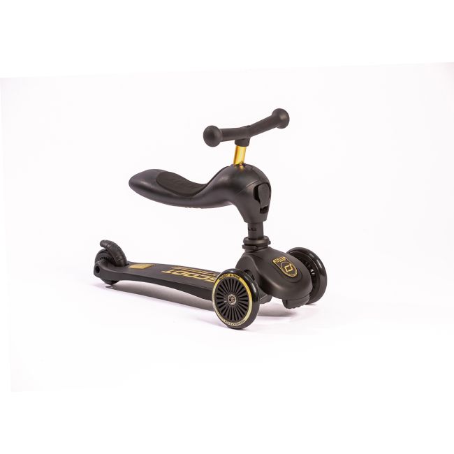 Trotineta Copii Cu Sezut, Suport Jucarie, Transformabila 2in1, Highwaykick 1 Lifestyle Black Gold Limited, 1-5 Ani, Pana La 50 Kg, Scoot  Ride Pjb96530