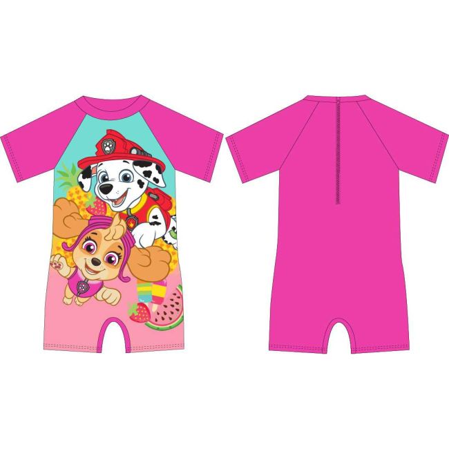 Costum de baie UV cu maneci scurte si fermoar Paw Patrol Girl EPLUSM EPMPAW52442225 BBJEPMPAW52442225_Roz_110/116