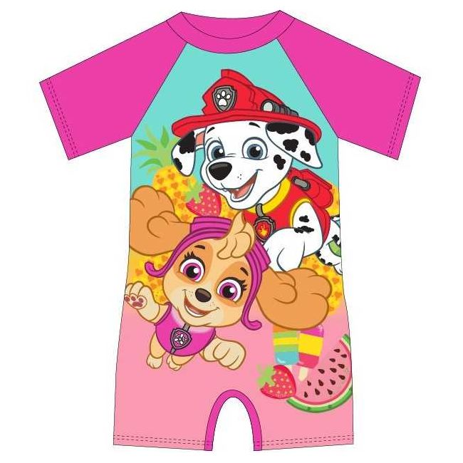 Costum de baie UV cu maneci scurte si fermoar Paw Patrol Girl EPLUSM EPMPAW52442225 BBJEPMPAW52442225_Roz_98/104