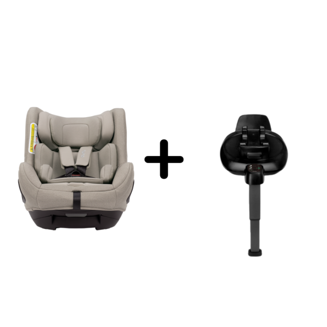 Nuna - set scaun auto rotativ i-size todl next hazelwood, 40-105 cm + baza isofix base next i-size pentru todl next, testat adac bbbcs14900hazglset