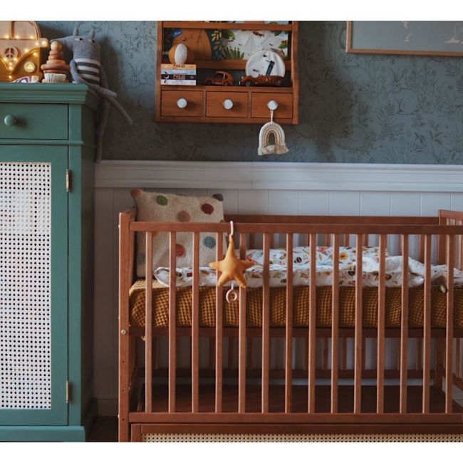 Patut Cu Sertar Independent Din Lemn Pentru Bebe, Inaltime Saltea Reglabila, Boho Vintage 120a 60 Cm Pjbboho_vintage