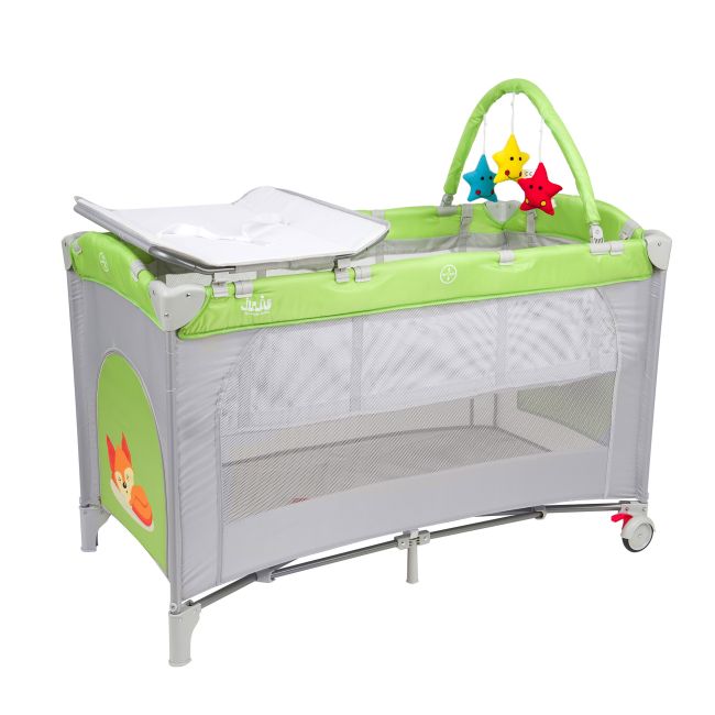 Patut pliant 2 nivele Juju Sleepy Baby, Freddie Fox JUJJU7980-Freddie-Fox