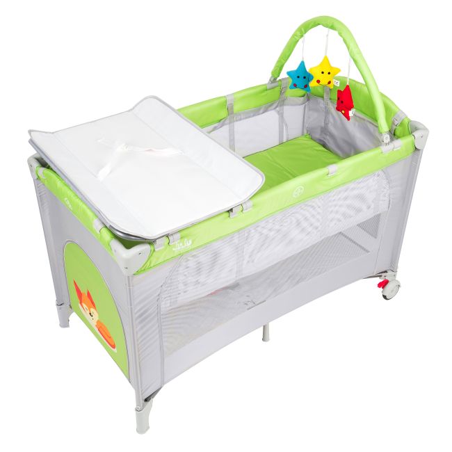 Patut pliant 2 nivele Juju Sleepy Baby, Freddie Fox JUJJU7980-Freddie-Fox