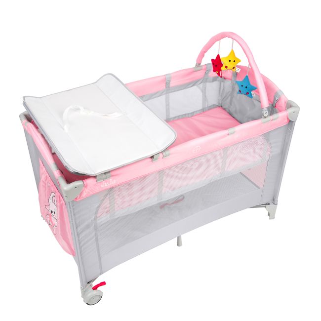 Patut pliant 2 nivele Juju Sleepy Baby, Hunny Bunny JUJJU7970-Hunny-Bunny