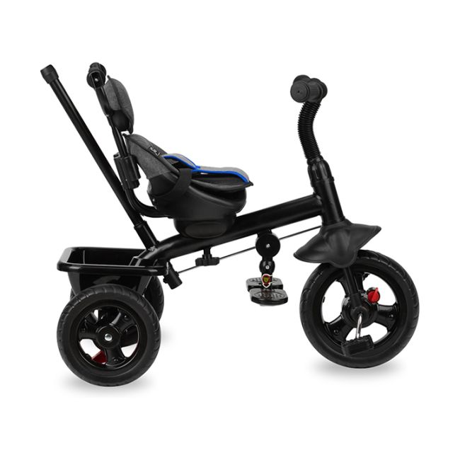 Tricicleta 5 in 1, MoMi IRIS Grey, Scaun rotativ 360°, Suport pentru picioare detasabil, Maner telescopic, Cos pentru jucarii, Materiale usor de curatat KRTROTR00010