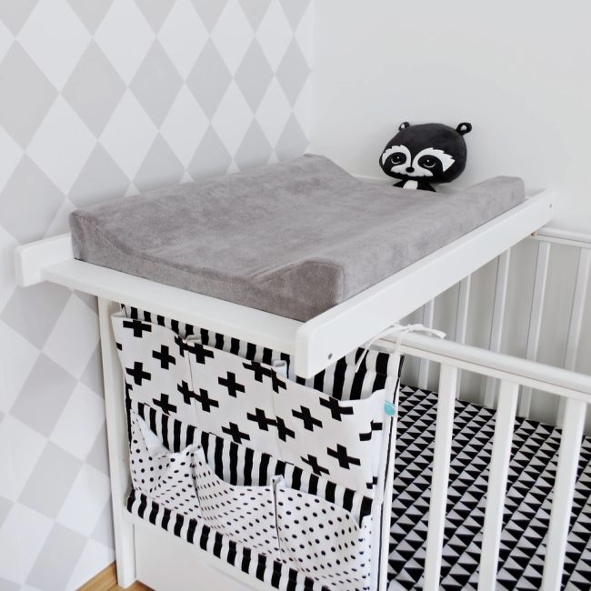 Masa De Infasat Din Lemn, Atasabila La Patut Bebe 120x60 Si 140x70 Cm, Alb, 86 X 51 X 7 Cm, Inclus Saltea Din Spuma, Husa Detasabila Bumbac, Woodies, 40 X 70 Cm Pjbctc_alb+311180