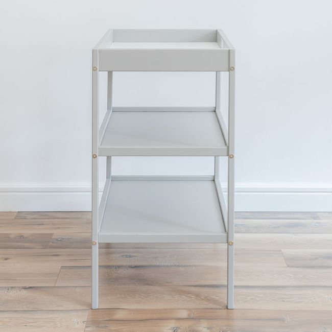Masa Infasat Pentru Bebelusi, Lemn Masiv, Gri 76 X 44 X 86 Cm, Cu 2 Rafturi De Depozitare Inalte,inclus Saltea Din Spuma, Husa Detasabila Bumbac, Woodies, 40 X 70 Cm Pjbclassic_changer_grey+311180