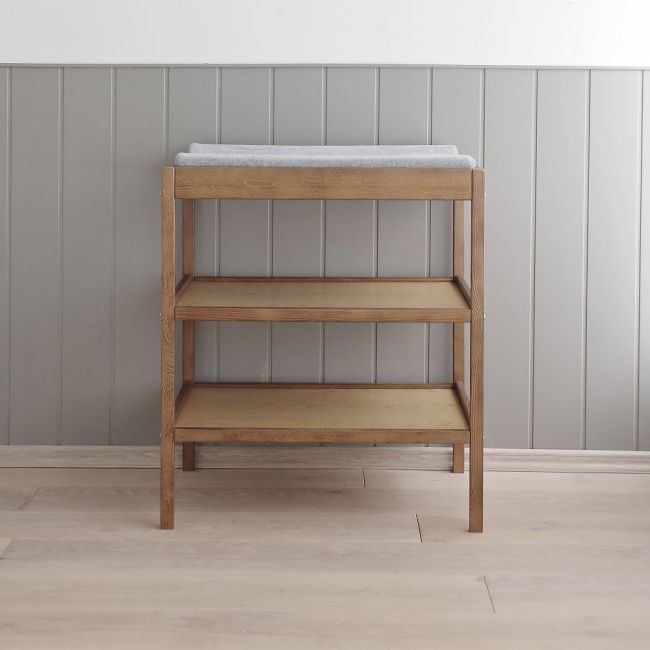 Masa Infasat Pentru Bebelusi, Lemn Masiv, Vintage 76 X 44 X 86 Cm, Cu 2 Rafturi De Depozitare Inalte, Inclus Saltea Din Spuma, Husa Detasabila Bumbac, Woodies, 40 X 70 Cm Pjb1992+311180