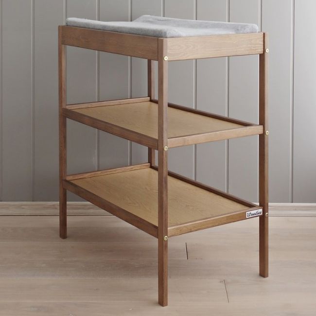 Masa Infasat Pentru Bebelusi, Lemn Masiv, Vintage 76 X 44 X 86 Cm, Cu 2 Rafturi De Depozitare Inalte, Inclus Saltea Din Spuma, Husa Detasabila Bumbac, Woodies, 40 X 70 Cm Pjb1992+311180