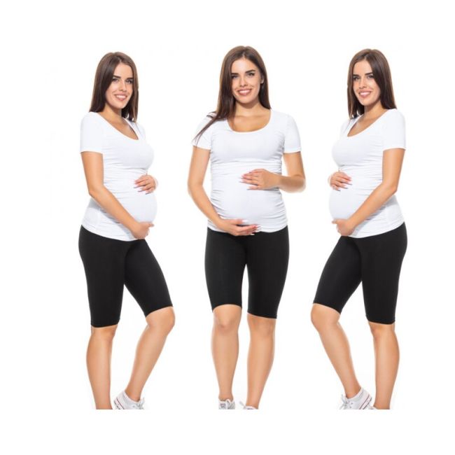 Qmini - Colanti scurti pentru gravide, Cu talie speciala, Din bumbac, Masura S, Black BYNQM_LEGGINS_SHORT_S_N