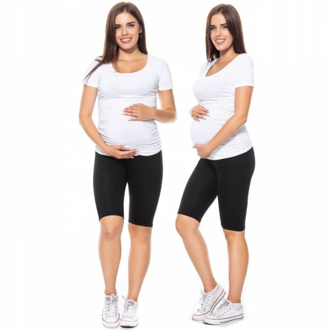 Qmini - Colanti scurti pentru gravide, Cu talie speciala, Din bumbac, Masura S, Black BYNQM_LEGGINS_SHORT_S_N