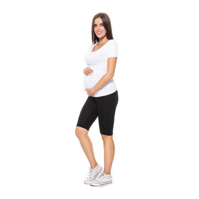 Qmini - Colanti scurti pentru gravide, Cu talie speciala, Din bumbac, Masura S, Black BYNQM_LEGGINS_SHORT_S_N