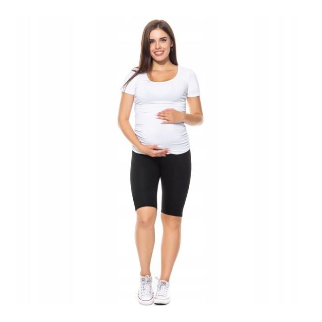 Qmini - Colanti scurti pentru gravide, Cu talie speciala, Din bumbac, Masura S, Black BYNQM_LEGGINS_SHORT_S_N