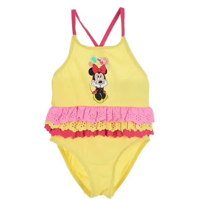 Costum baie cu volanase Minnie Mouse SunCity UE0019 BBJUE0019_Galben_12 luni (74 cm)