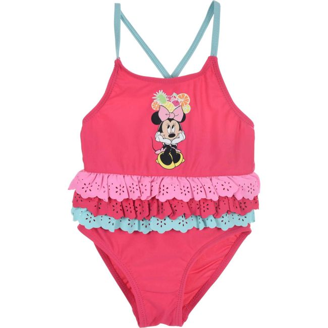 Costum baie cu volanase Minnie Mouse SunCity UE0019 BBJUE0019_Roz_12 luni (74 cm)