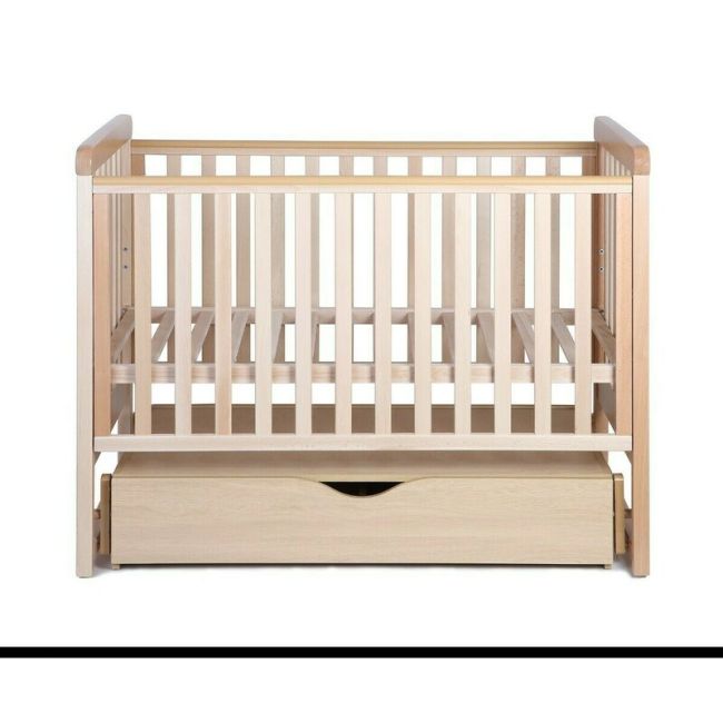 Patut cu sistem de leganare, laterala culisanta, sertar YappyMove din lemn de fag, Cu sina speciala pentru dentitie, Suport pentru saltea reglabil, YappyKids, 120x60 cm, Natur BYNYappyMove_natural