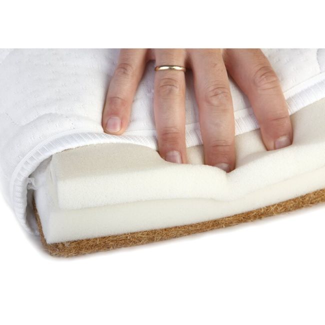 Saltea ortopedica pentru patut YappyMemory II din sisal, cocos si spuma de memorie, Cu husa cu Aloe vera, YappyKids, 120x60x9 cm, Alb BYNYappyMemory_II_120x60