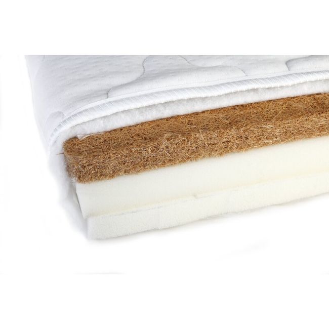 Saltea ortopedica pentru patut YappyMemory II din sisal, cocos si spuma de memorie, Cu husa cu Aloe vera, YappyKids, 120x60x9 cm, Alb BYNYappyMemory_II_120x60