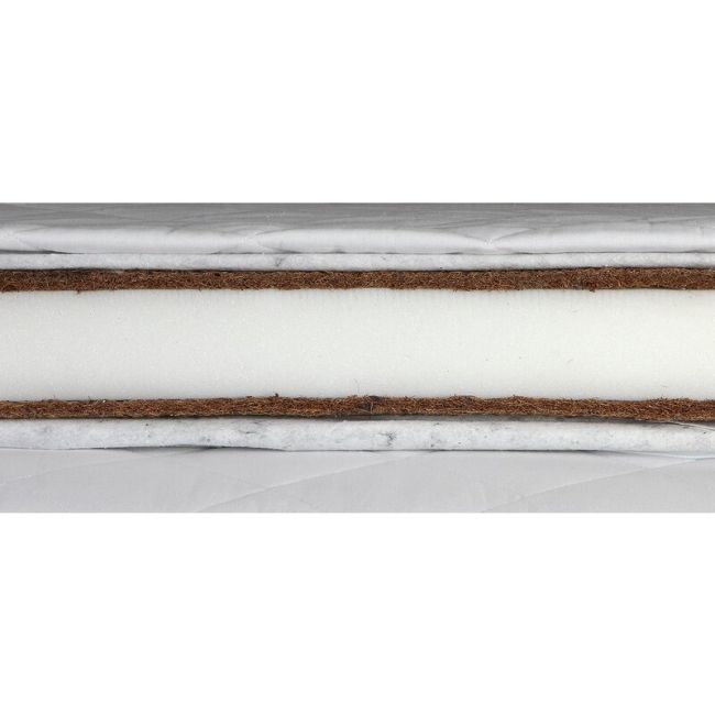 Set saltele pentru copii YappyGrow 190x70x11 cm (140x70x11 cm + 50x70x11 cm ) fibra de cocos si spuma, Husa detasabila si lavabila, 100% Bumbac, YappyKids, Alb BYNYappyGrow_mattress
