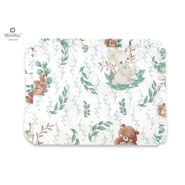 MimiNu - Perna clasica de dormit, Cu volanas, Cu husa detasabila cu fermoar, Din bumbac, Pentru patut, carucior, balansoar, 30x40 cm, Lulu Natural BYN6426972011839