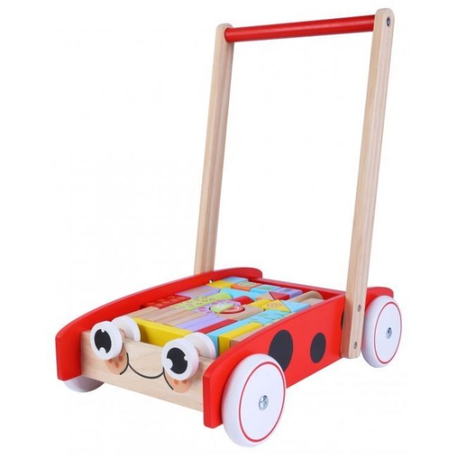 Antemergator din lemn + 40 de cuburi ecotoys 2112 buburuza edeedi2112