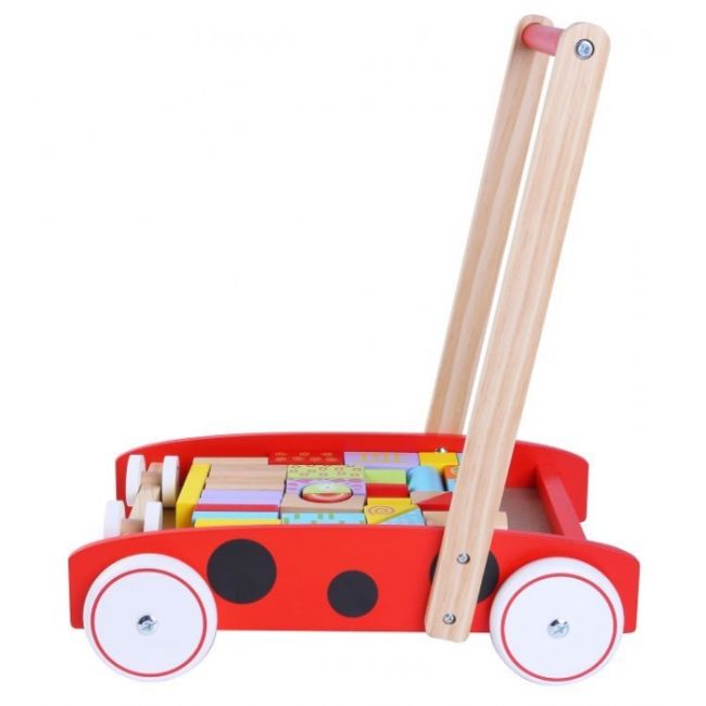 Antemergator din lemn + 40 de cuburi ecotoys 2112 buburuza edeedi2112