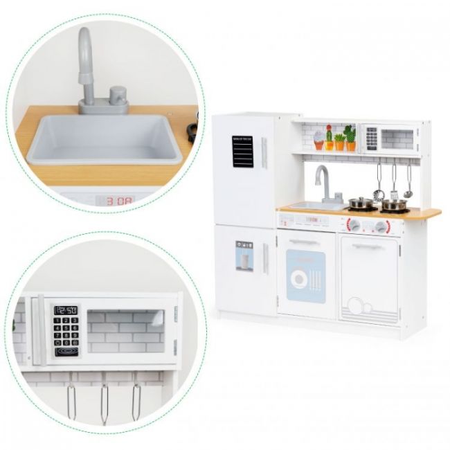 Bucatarie din lemn cu accesorii si led-uri ecotoys plk553 edeediplk553