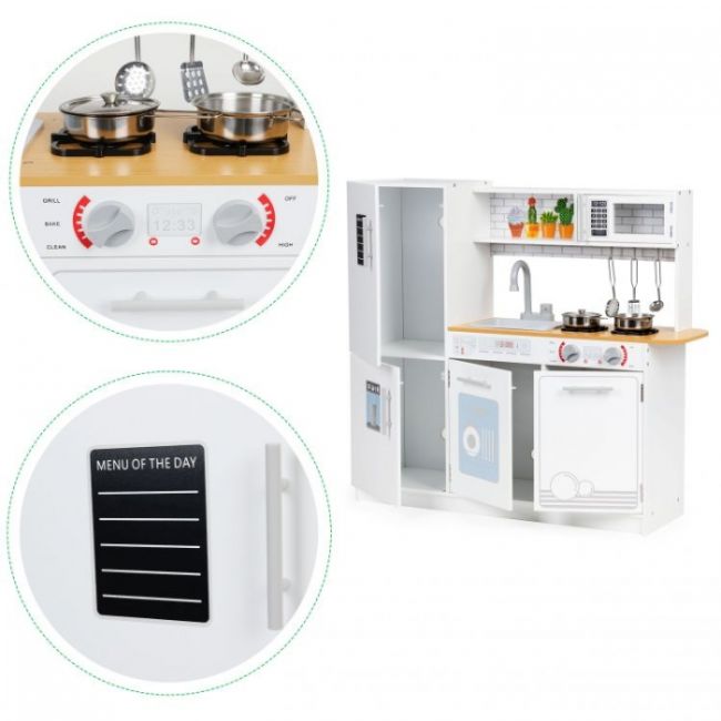 Bucatarie din lemn cu accesorii si led-uri ecotoys plk553 edeediplk553