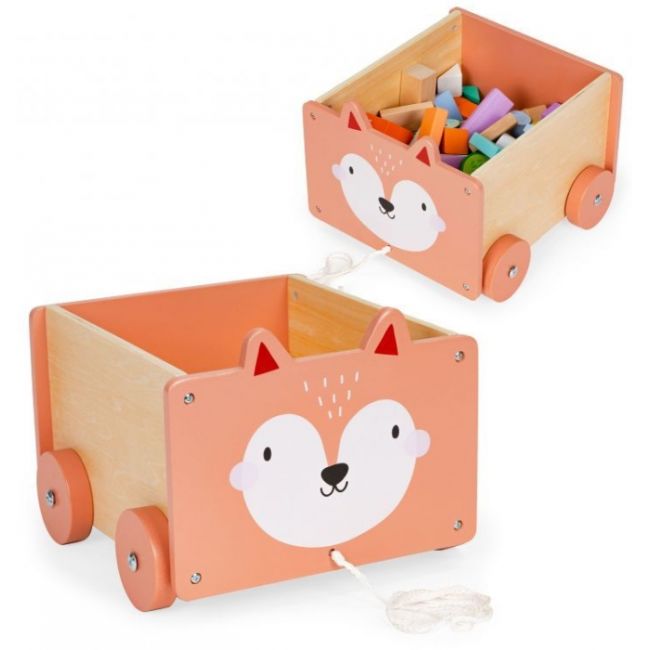 Carucior din lemn pentru depozitarea jucariilor ecotoys 2902 edeedi2902