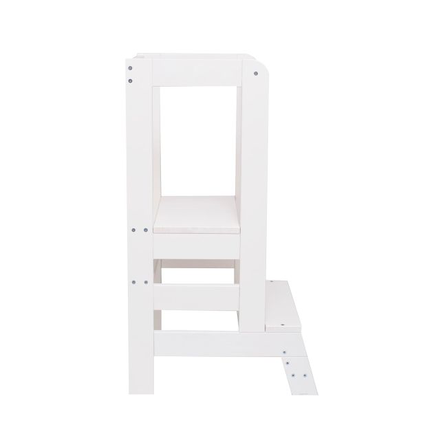 Inaltator Learning Tower Ajustabil, Ajutor De Bucatarie Meowbaby  , Lemn Alb Pjbkh01002wie